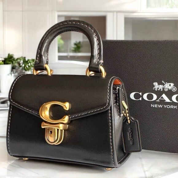 🖤 NWT Coach Luxe Refined Calf Leather Sammy 12 Top Handle Crossbody in Black - Picture 17 of 17